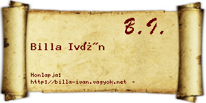 Billa Iván névjegykártya